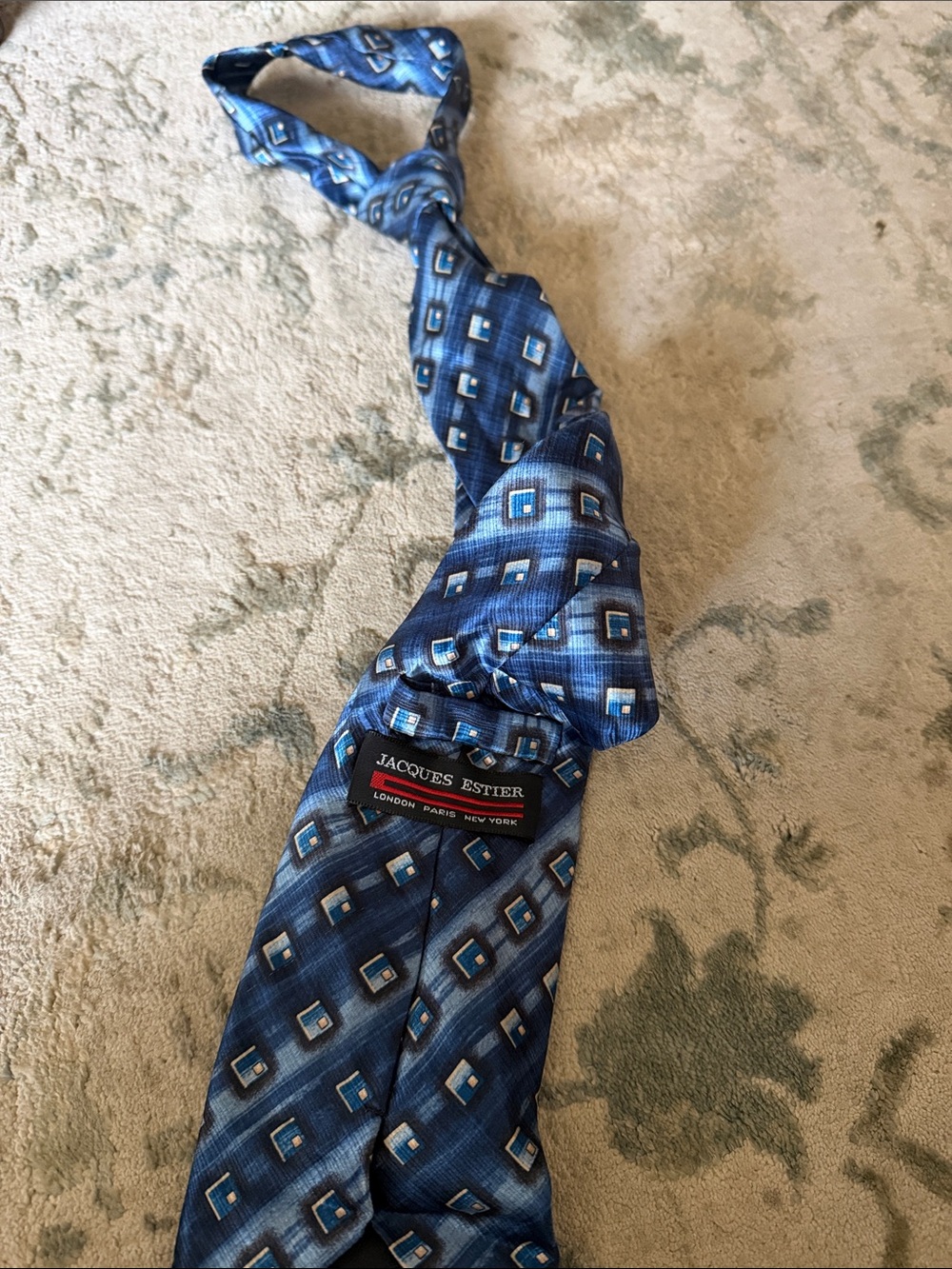 Blue Geometric Silk Tie